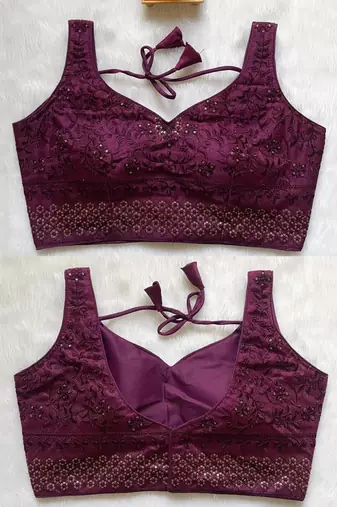 Wine silk blouse for women thread saree blouse