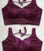 Wine silk blouse for women thread saree blouse