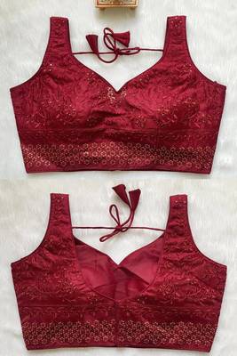 Maroon silk blouse for women printed saree blouse 1