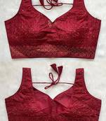 Maroon silk blouse for women printed saree blouse