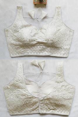 White silk blouse for women stylish saree blouse 1