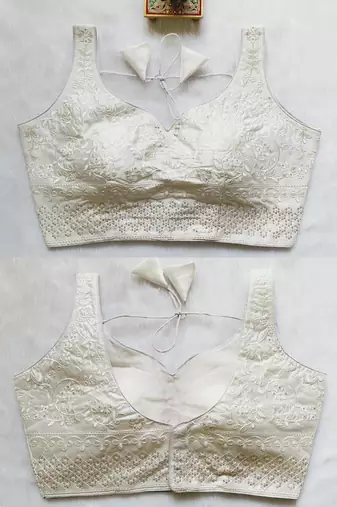 White silk blouse for women stylish saree blouse