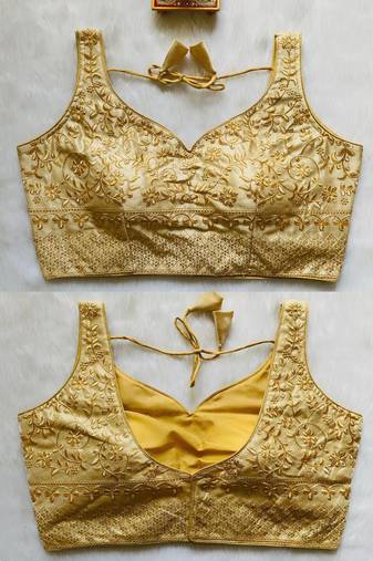Gold silk blouse for women fancy saree blouse