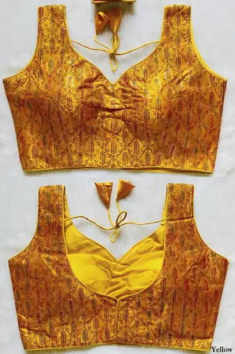 Yellow silk blouse for women traditional saree blouse