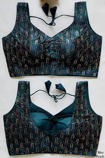Navy blue silk blouse for women plain saree blouse