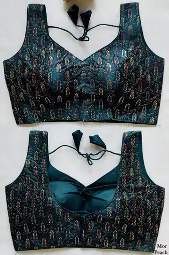 Navy blue silk blouse for women plain saree blouse