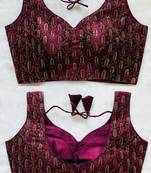 Wine silk blouse for women embroidery saree blouse