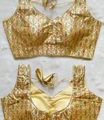 Gold silk blouse for women sequence saree blouse