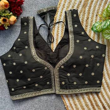 Black silk blouse for women stylish saree blouse 2