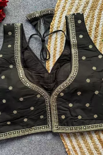 Black silk blouse for women stylish saree blouse