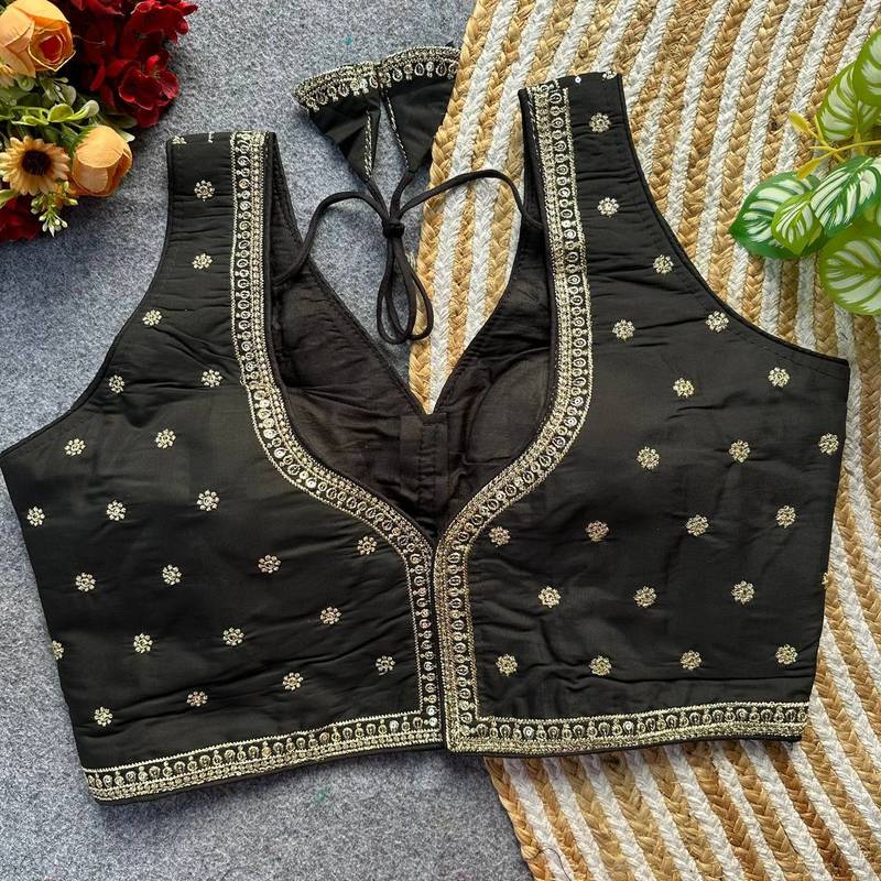 Black silk blouse for women stylish saree blouse