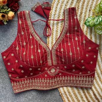 Maroon silk blouse for women fancy saree blouse 1