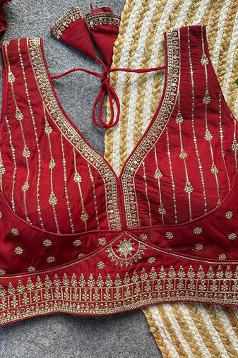 Maroon silk blouse for women fancy saree blouse