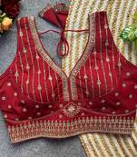 Maroon silk blouse for women fancy saree blouse