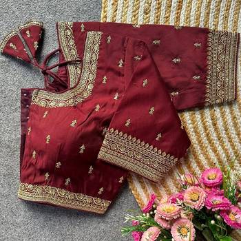 Dark maroon silk blouse for women stylish saree blouse 1