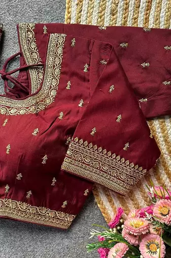 Dark maroon silk blouse for women stylish saree blouse