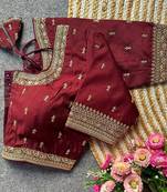Dark maroon silk blouse for women stylish saree blouse