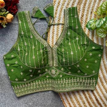 Green silk blouse for women festive saree blouse 1