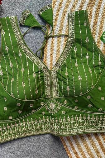 Green silk blouse for women festive saree blouse