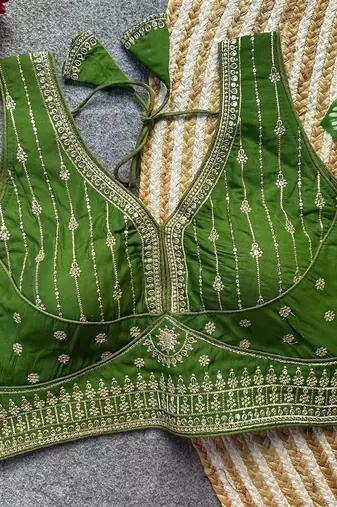 Green silk blouse for women festive saree blouse