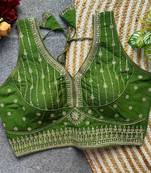 Green silk blouse for women festive saree blouse