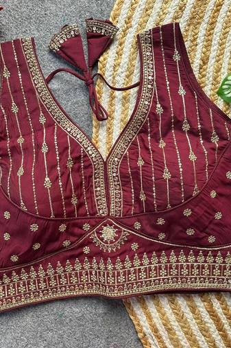 Dark maroon silk blouse for women traditional saree blouse
