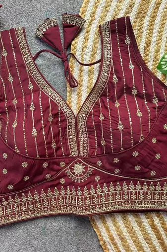 Dark maroon silk blouse for women traditional saree blouse
