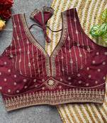 Dark maroon silk blouse for women traditional saree blouse