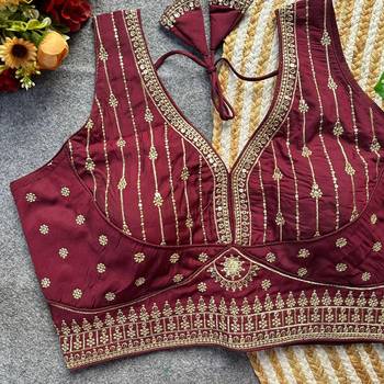 Dark maroon silk blouse for women traditional saree blouse 2