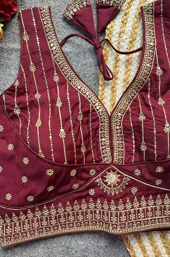 Dark maroon silk blouse for women traditional saree blouse