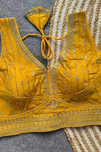 Yellow silk blouse for women plain saree blouse