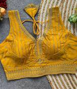 Yellow silk blouse for women plain saree blouse