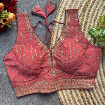 Peach silk blouse for women designer saree blouse 1