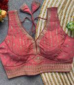 Peach silk blouse for women designer saree blouse