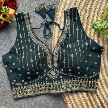 Teal silk blouse for women embroidery saree blouse 1