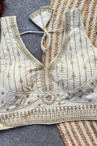 White silk blouse for women sequence saree blouse