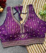 Purple silk blouse for women thread saree blouse
