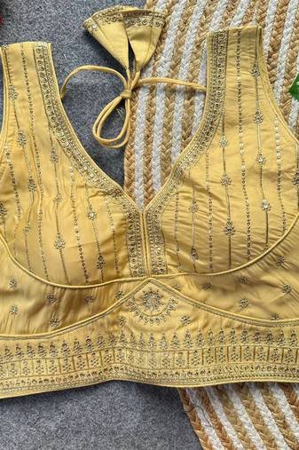 Gold silk blouse for women printed saree blouse