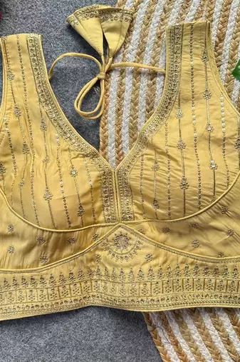 Gold silk blouse for women printed saree blouse