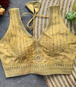 Gold silk blouse for women printed saree blouse