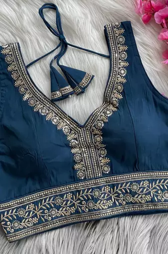 Navy blue silk blouse for women stylish saree blouse