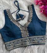 Navy blue silk blouse for women stylish saree blouse