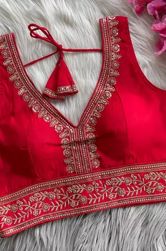 Red silk blouse for women fancy saree blouse