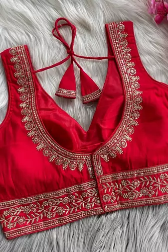 Red silk blouse for women fancy saree blouse