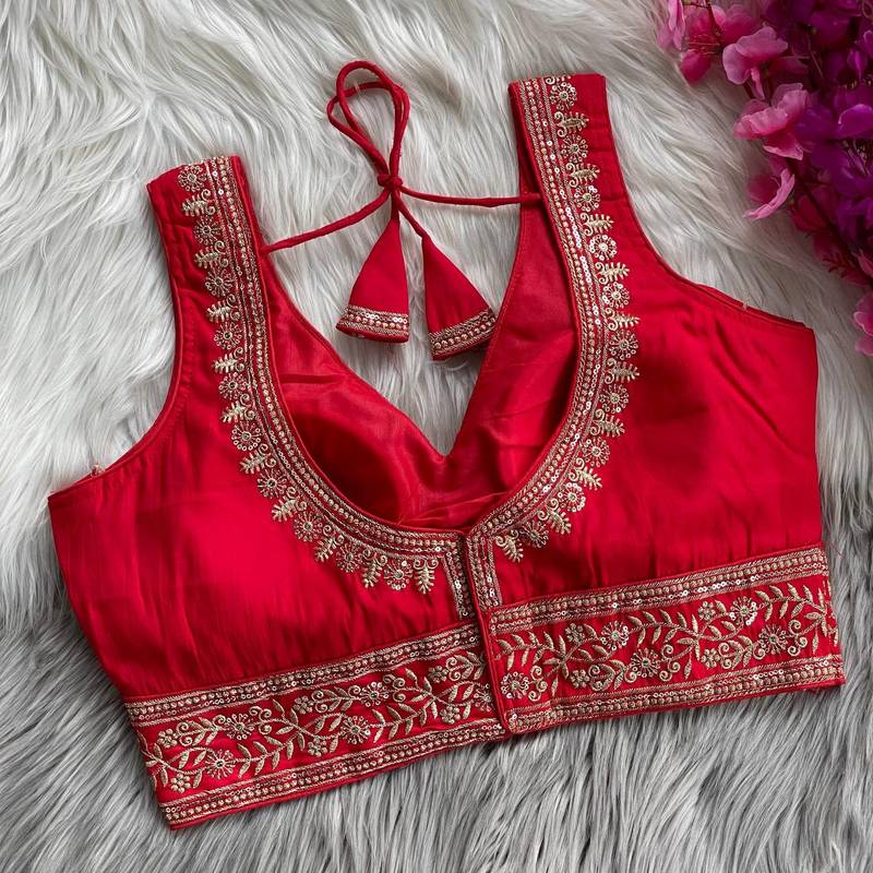 Red silk blouse for women fancy saree blouse