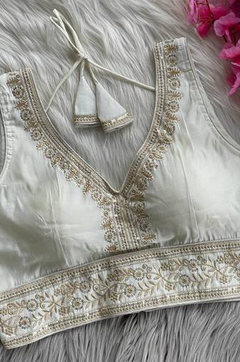 White silk blouse for women festive saree blouse
