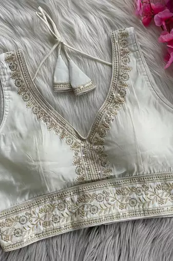 White silk blouse for women festive saree blouse