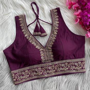 Purple silk blouse for women traditional saree blouse 1