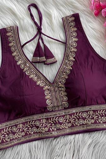 Purple silk blouse for women traditional saree blouse