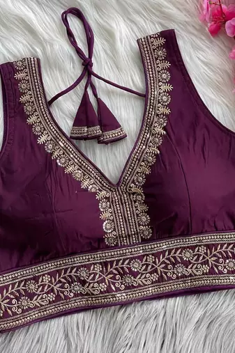 Purple silk blouse for women traditional saree blouse